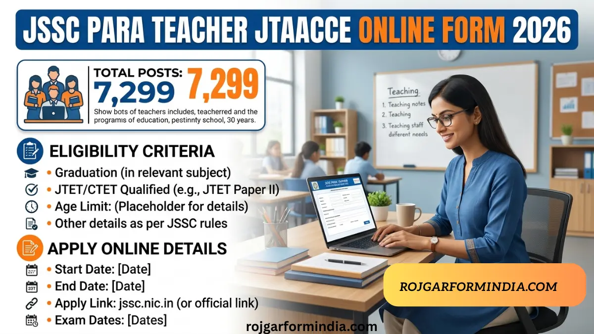 JSSC Para Teacher JTAACCE Online Form 2026: 7,299 Posts, Eligibility & Last Date